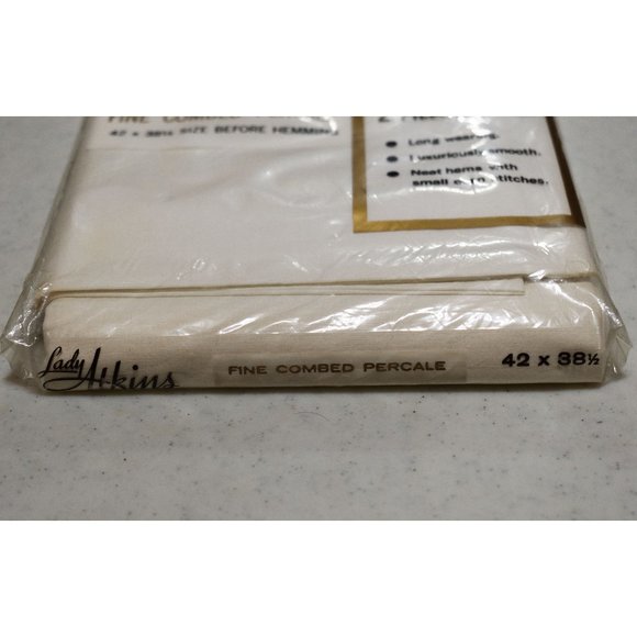 NWD Vintage Lady Atkins Percale 180 Thread (2) White Pillow Cases 42 x 38.5 - Picture 4 of 7